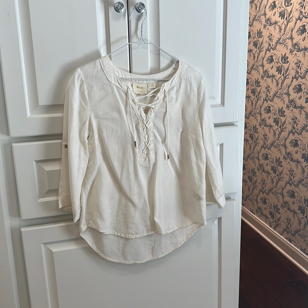 MAEVE BY ANTHROPOLOGIE WHITE BLOUSE